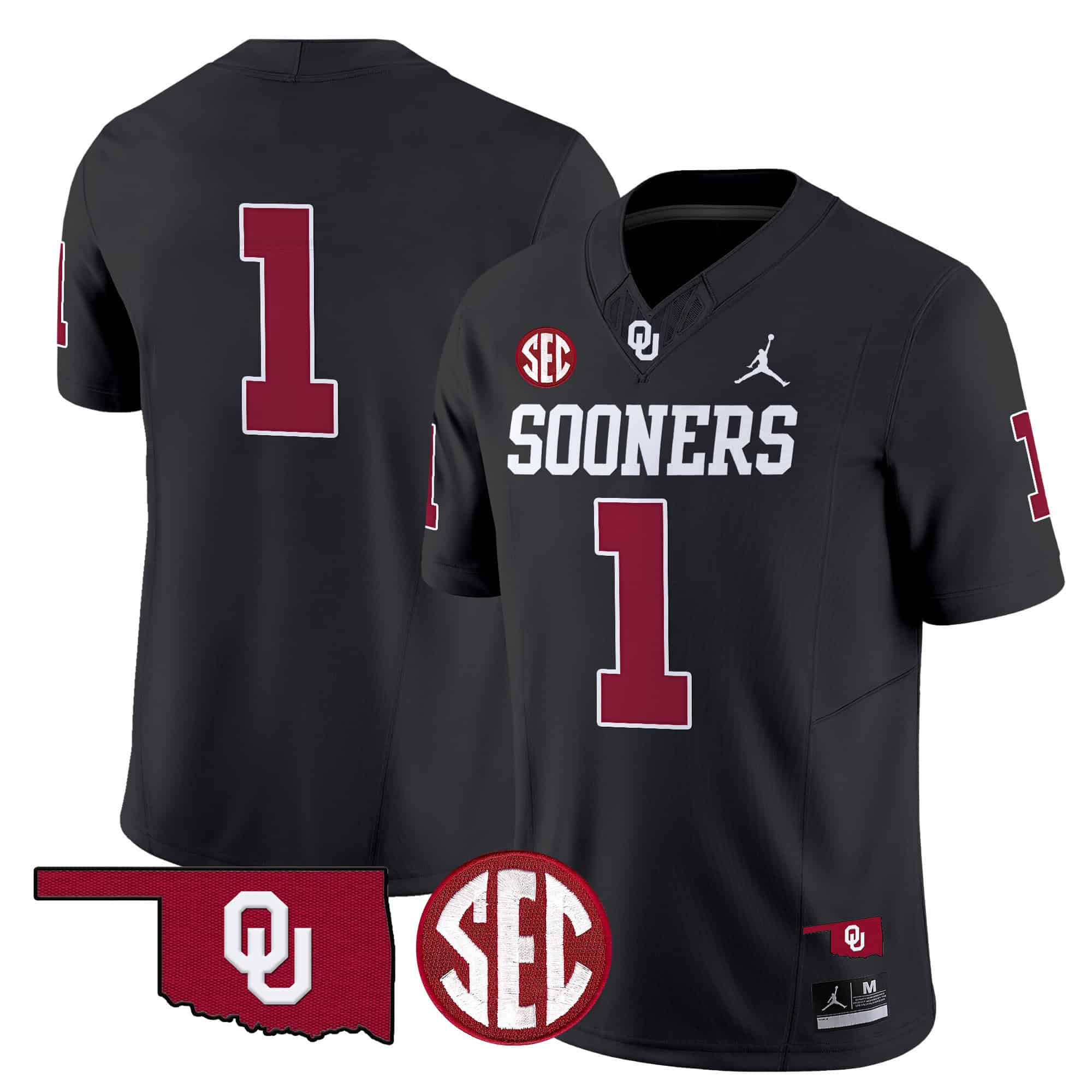 Men Oklahoma Sooners 1 No Name Black 2024 Vapor Limited NCAA Jersey style 1